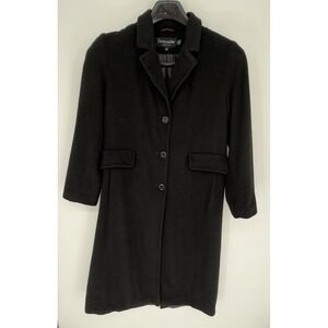 Forecaster Boston Wool Cashmere‎ Blend Coat Womens 10 Black 3 Button Overcoat